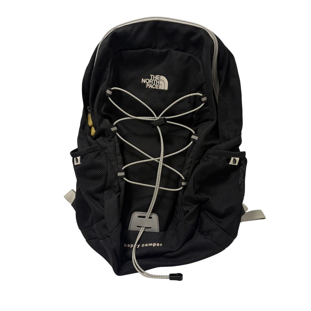 North Face Happy Camper Youth Backpack B&W Front Bungee System Side Pockets